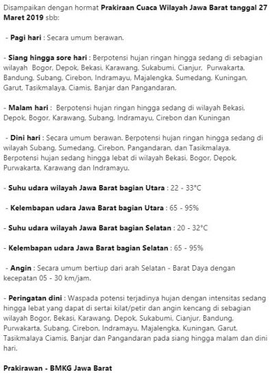 Peringatan Dini cuaca